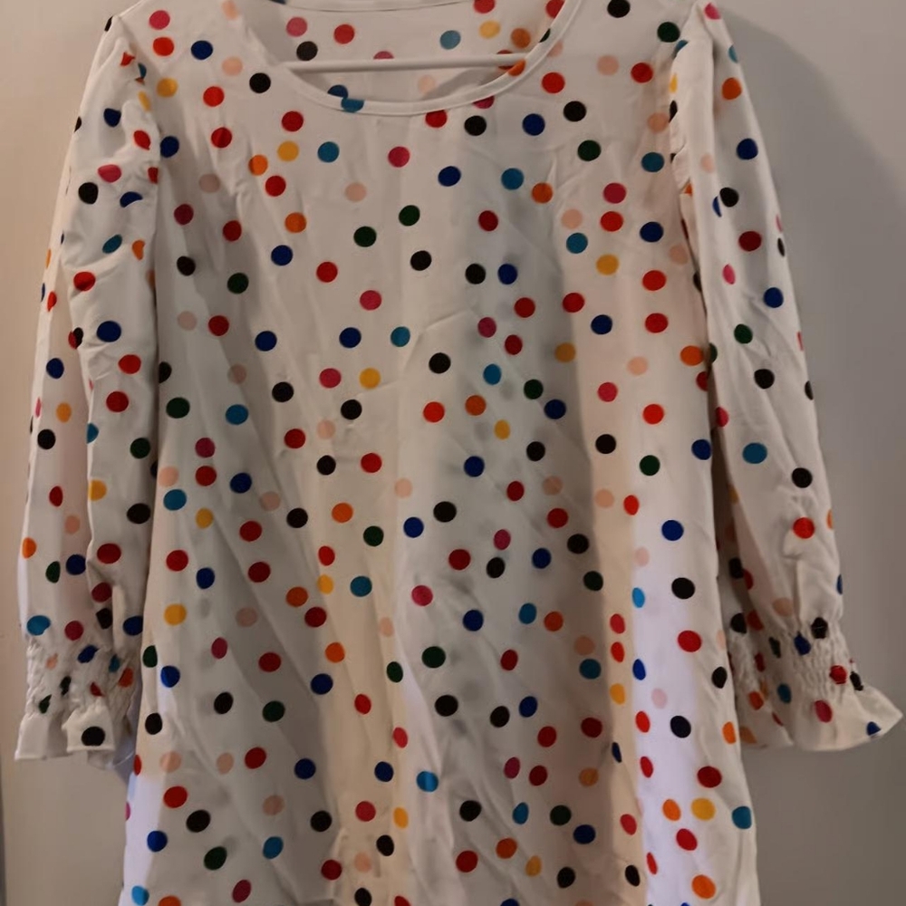 Womens shein white colorful circles dressy shirt large - Picture 1 of 1